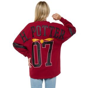 New Women's Harry Potter Jersey Oversized Long Sleeve Hockey Style Red Maroon